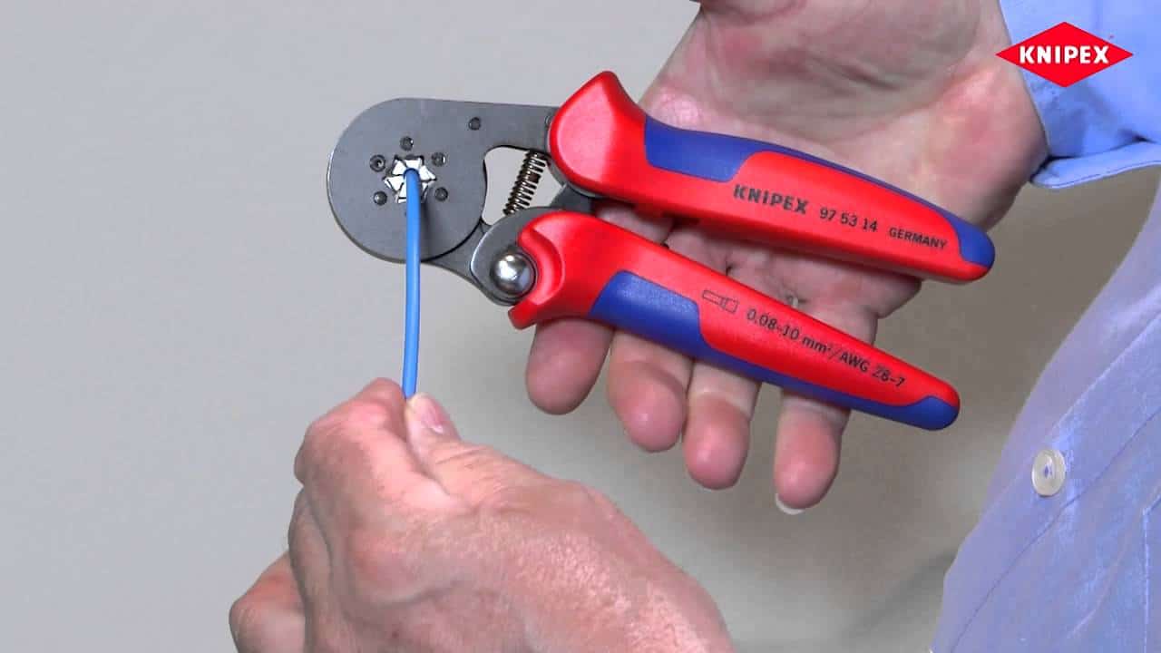 Клещи для обжима гмл. Клещи для опрессовки Knipex KN-975314. Knipex пресс клещи для гильз. Кримпер Knipex KN-975314 красный/синий. Knipex KN-9721215b.