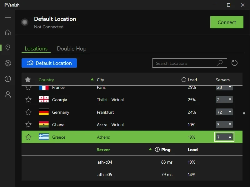 ipvanish windows locations screen